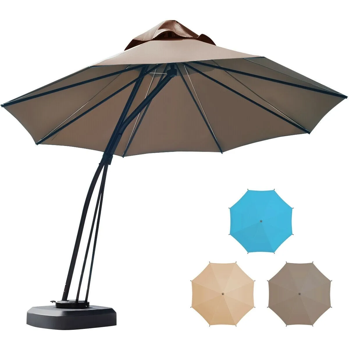 11ft Outdoor Cantilever Hanging Umbrella - Tan