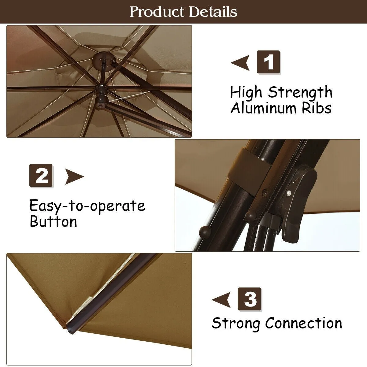 11ft Outdoor Cantilever Hanging Umbrella - Tan