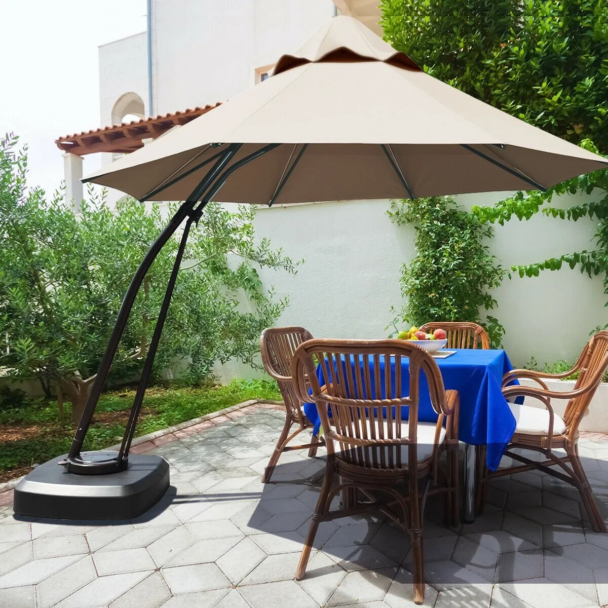 11ft Outdoor Cantilever Hanging Umbrella - Tan