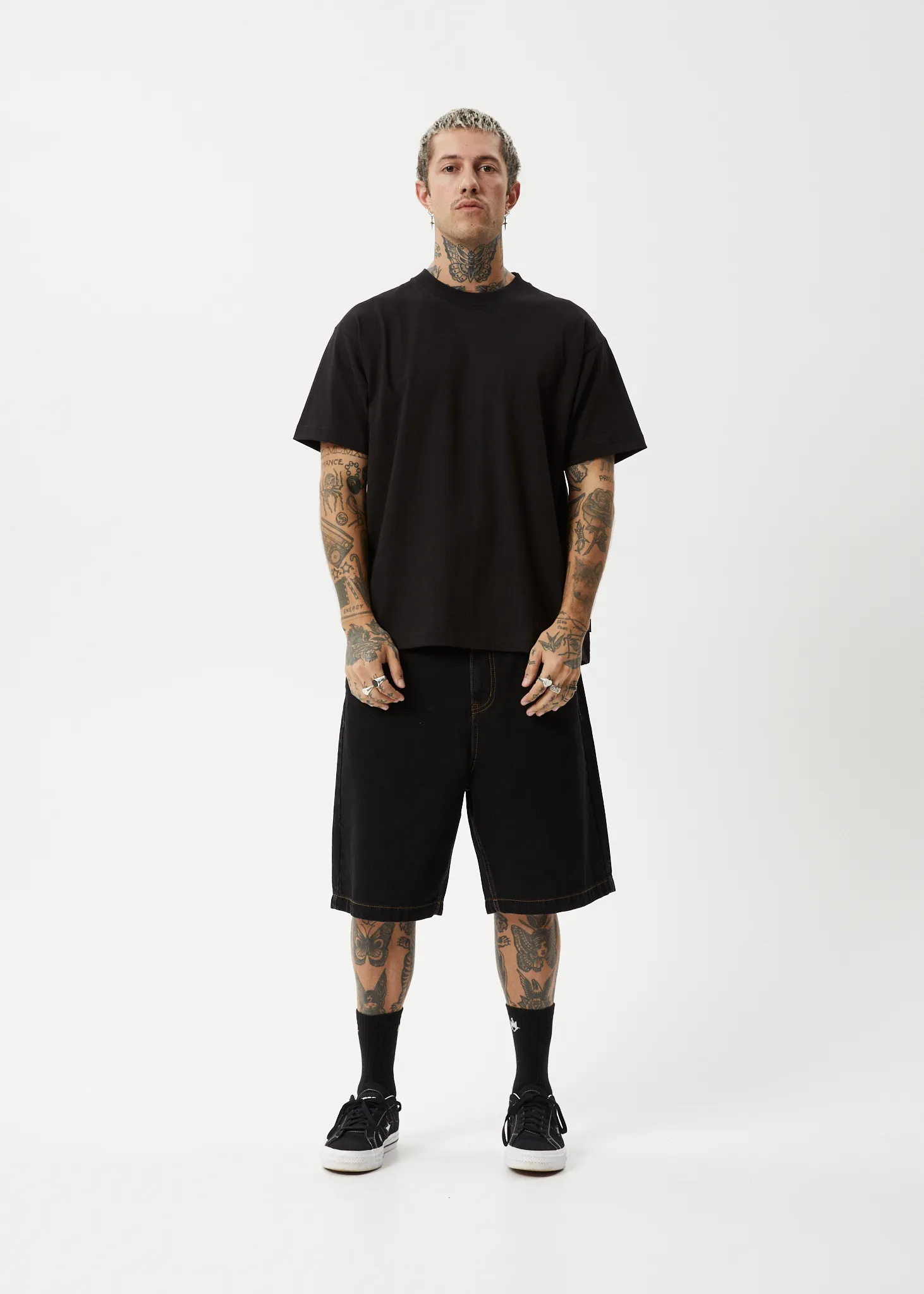 AFENDS Mens Genesis - Heavy Weight Boxy Fit Tee - Black