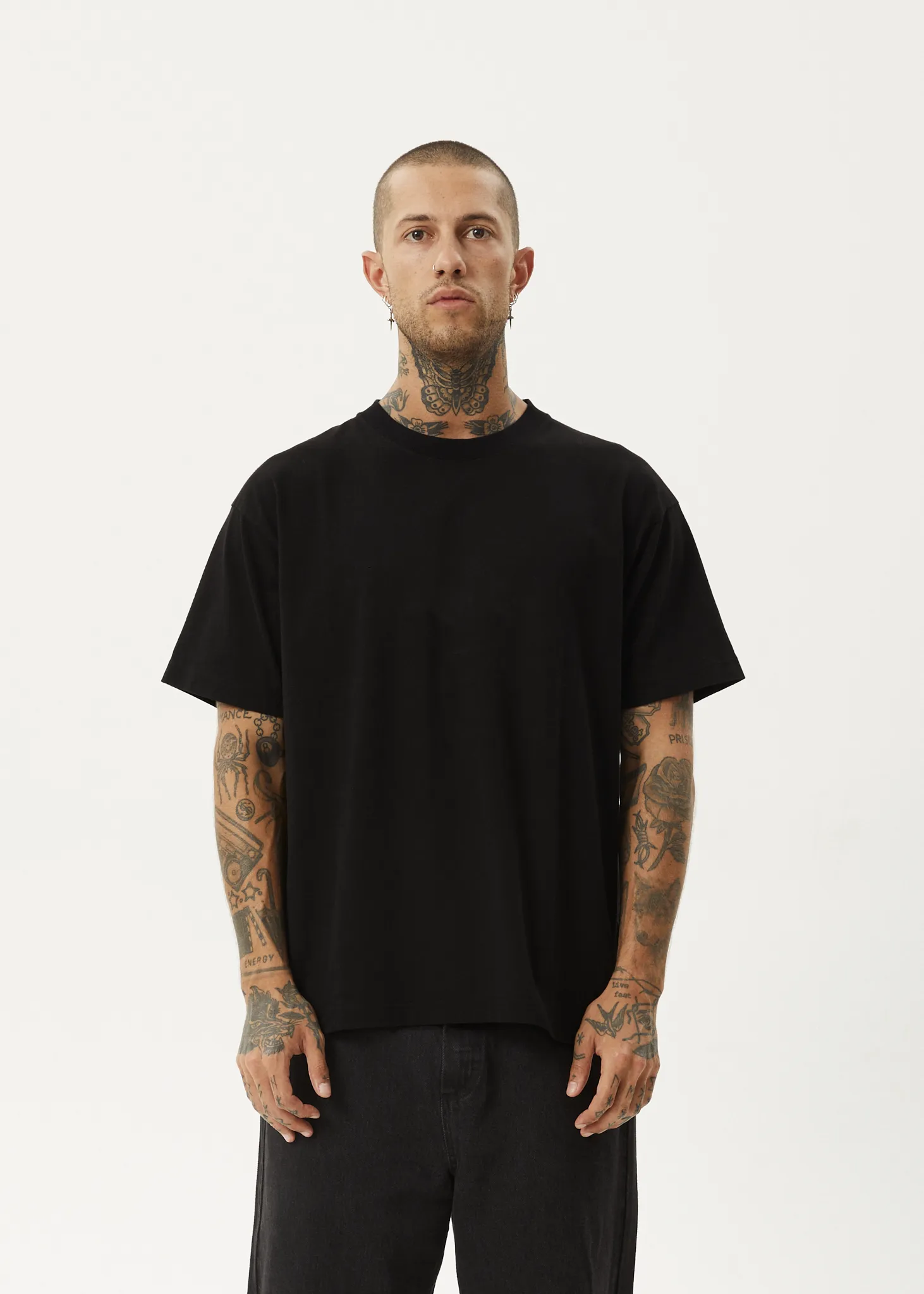 AFENDS Mens Genesis - Heavy Weight Boxy Fit Tee - Black