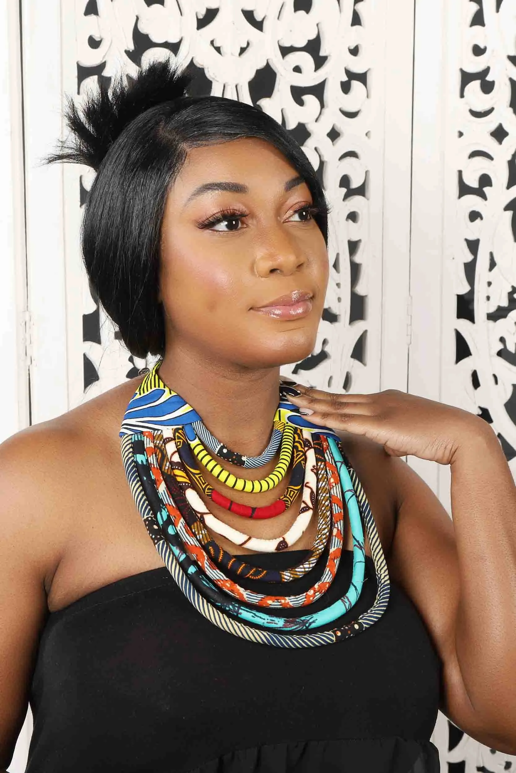 African Print Layered Necklace (Multicolor Set C)