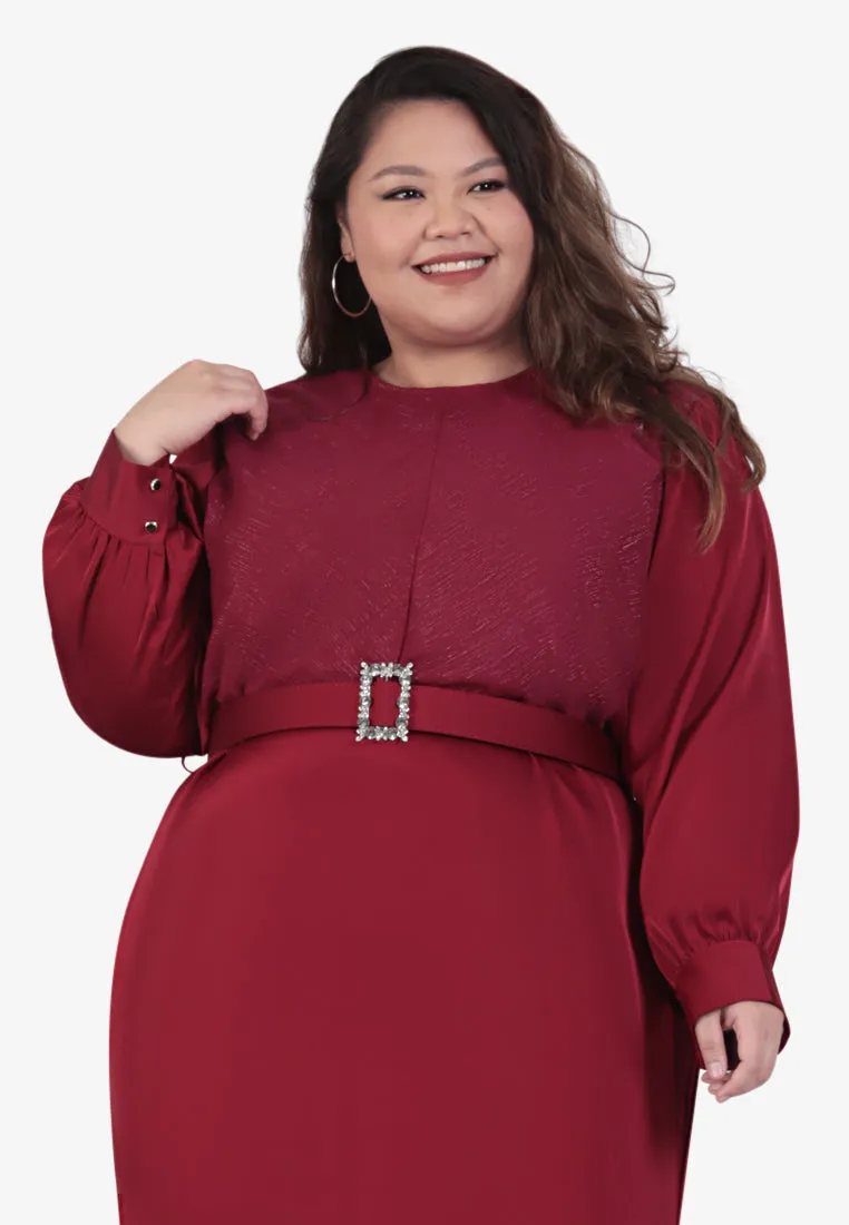 Aisha Raya Glamourous Belted Tulip Dress - Red