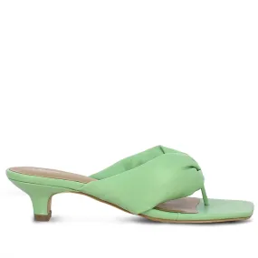 Amorina Mint Leather Puffy Thong Dress Sandals