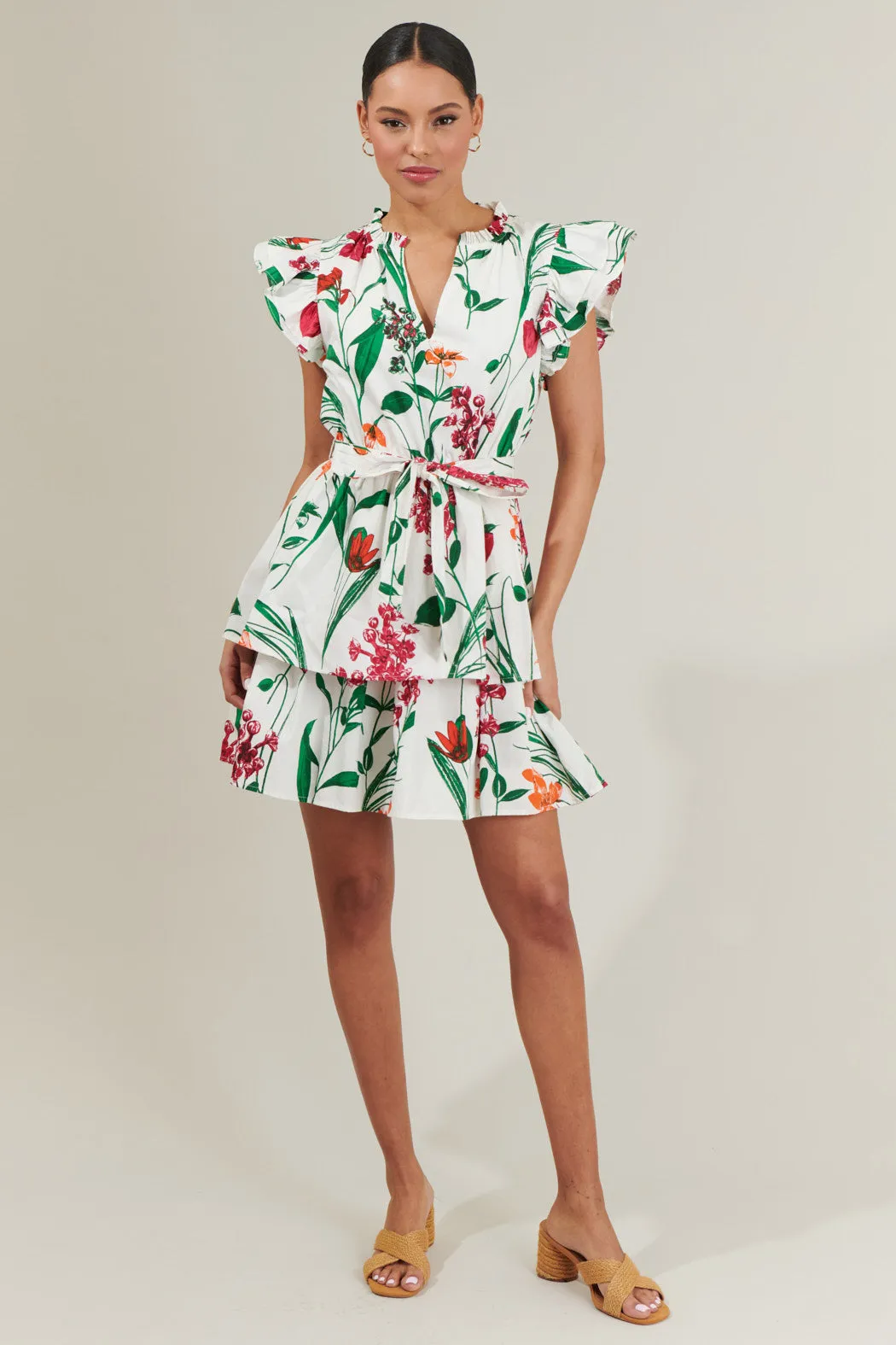 Anne Floral Ruffle Mini Dress