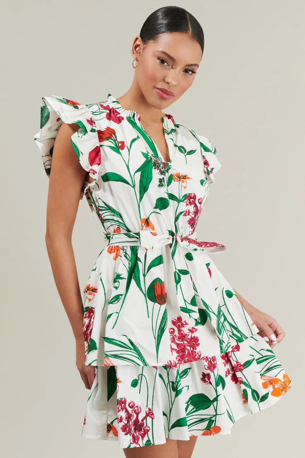 Anne Floral Ruffle Mini Dress