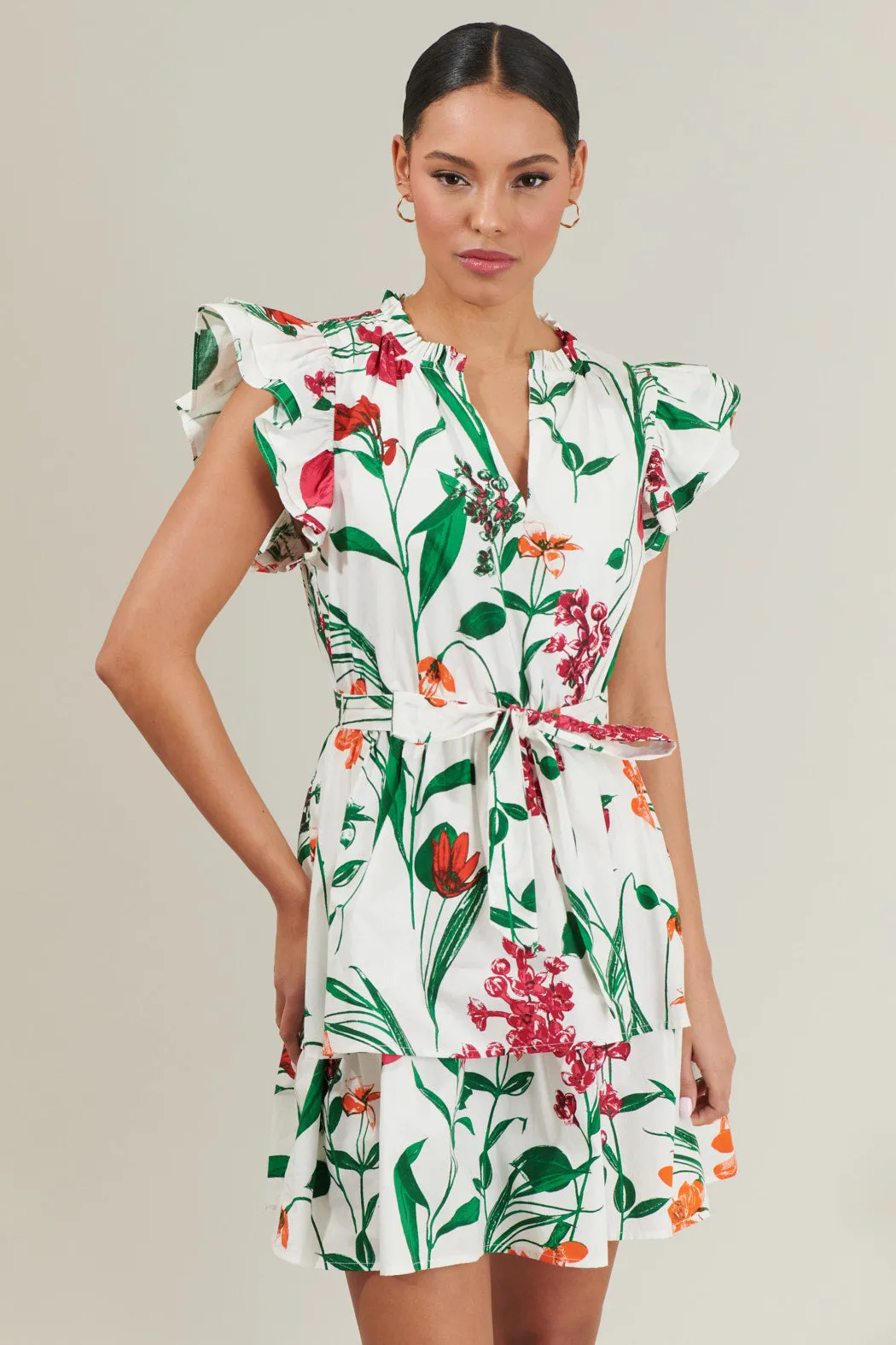 Anne Floral Ruffle Mini Dress