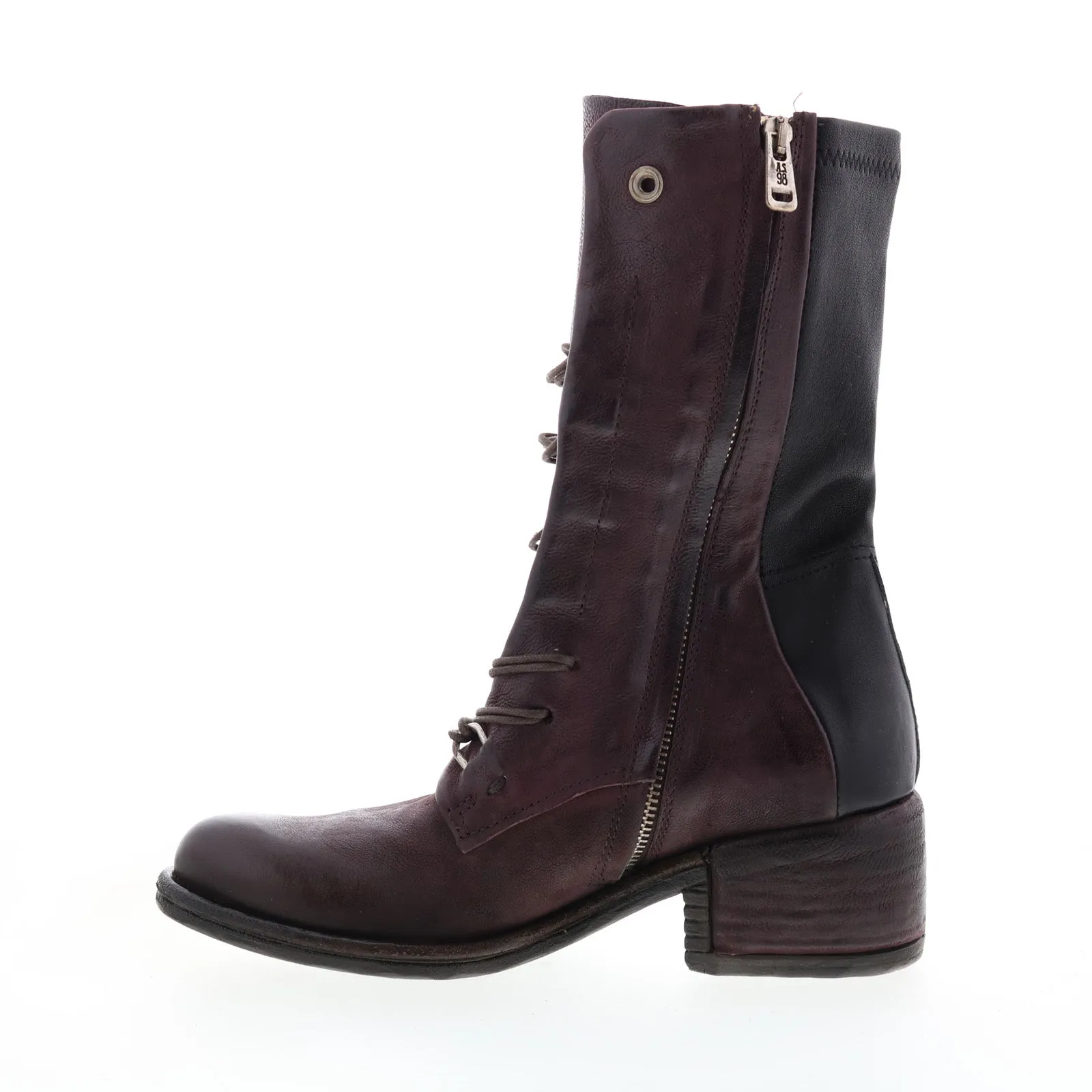 A.S.98 Opie 548213-201 Womens Burgundy Leather Lace Up Casual Dress Boots