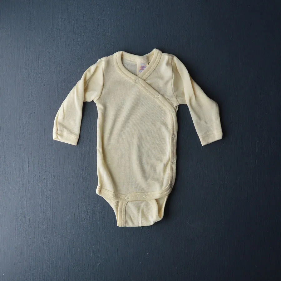 Baby Bodysuit in Wool/Silk - Kimono style (0-12m)