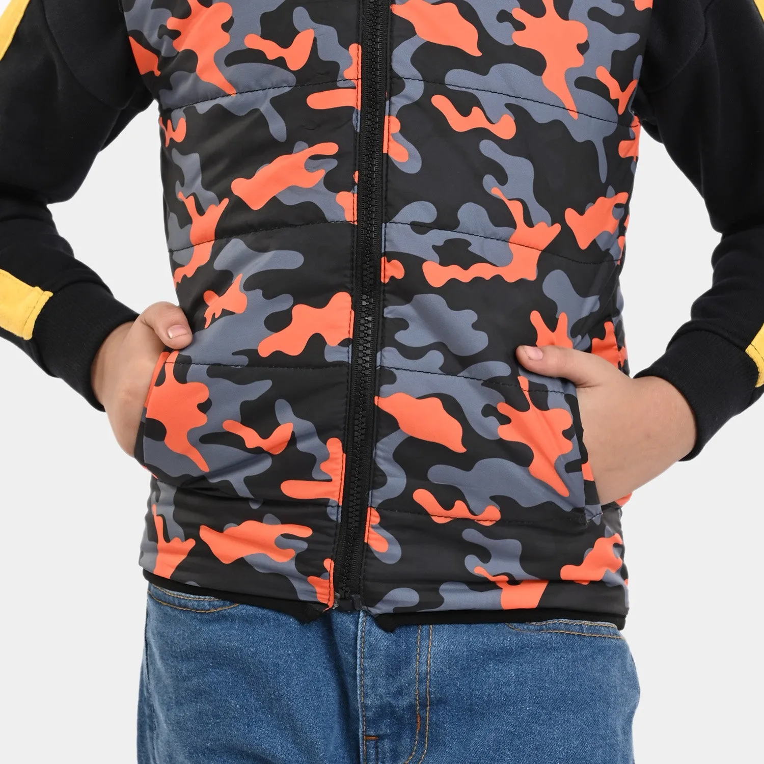 Boys taffeta Quilted Jacket Polish - Camo