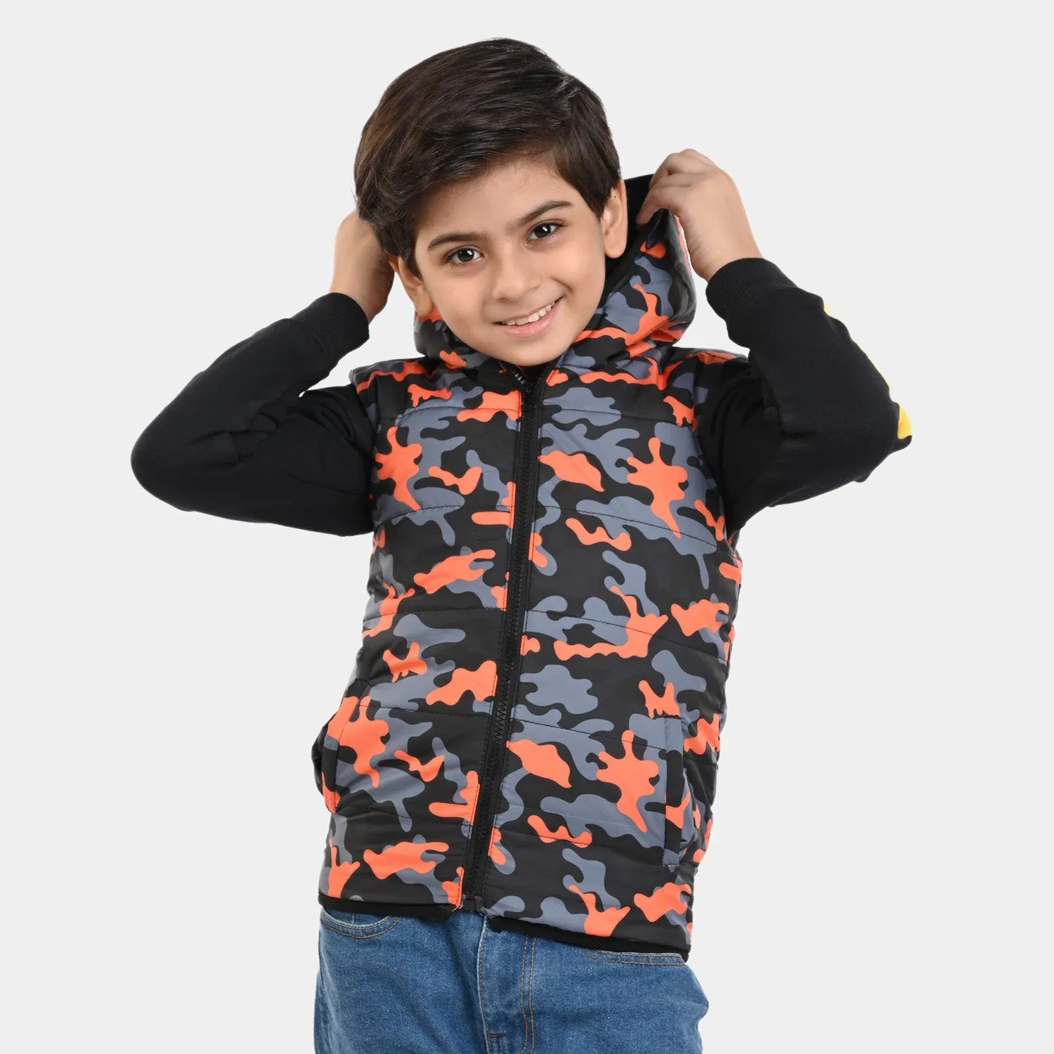 Boys taffeta Quilted Jacket Polish - Camo