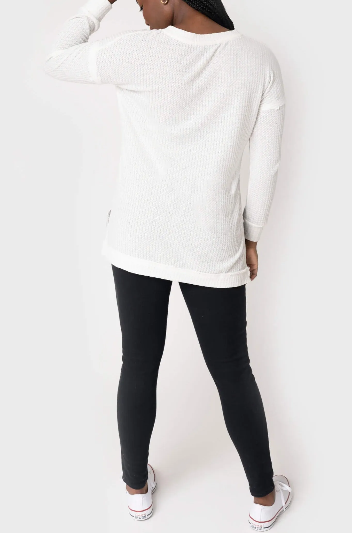 Candace Long Sleeve Thermal Henley Tunic Top