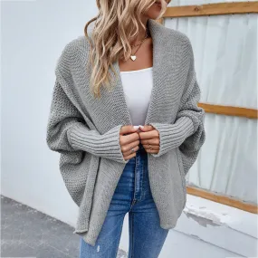 Chic Autumn & Winter Loose Knit Cardigan | Cozy Solid Color Sweater Jacket