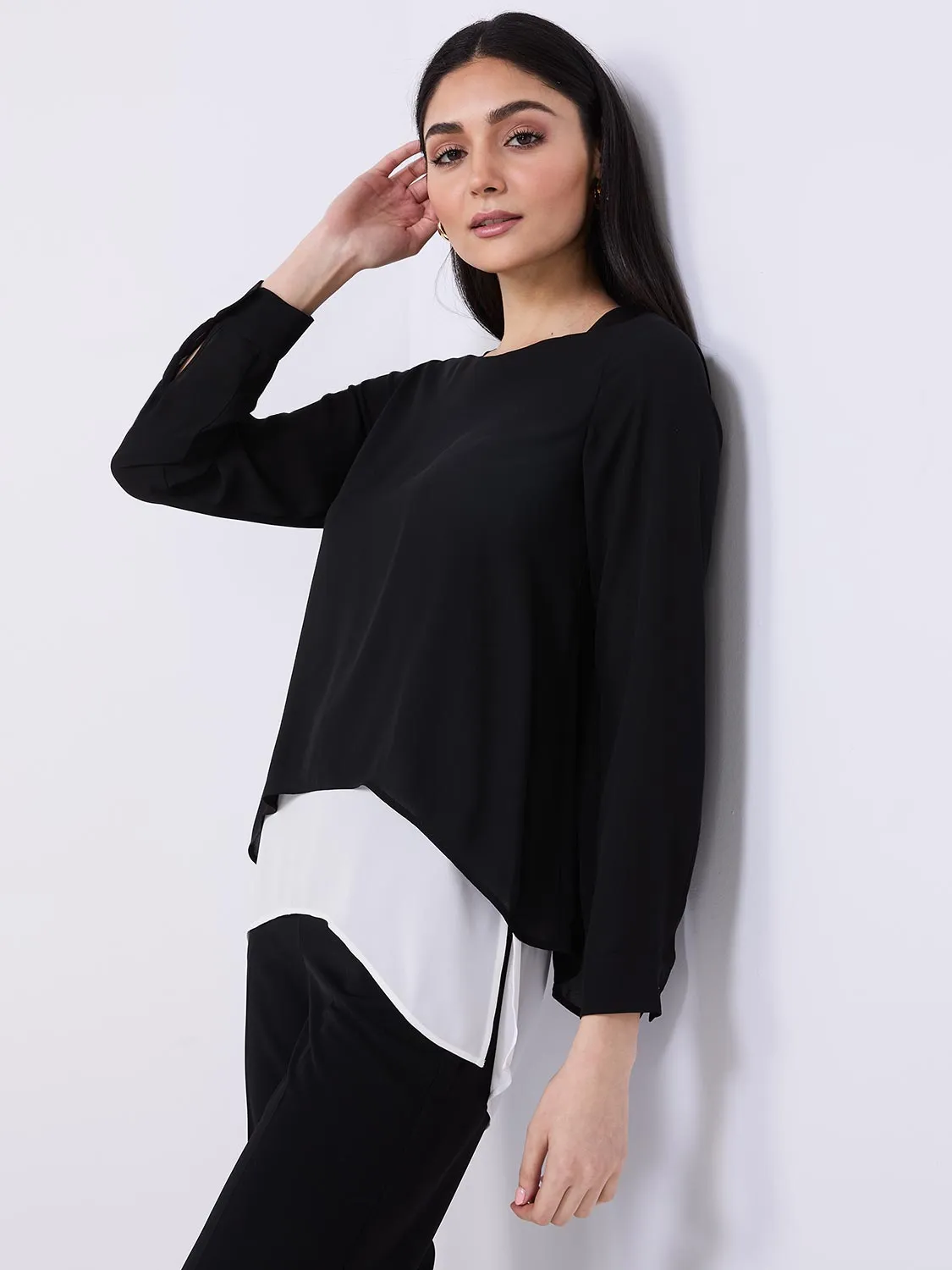 Colour Block Layered Tunic Top