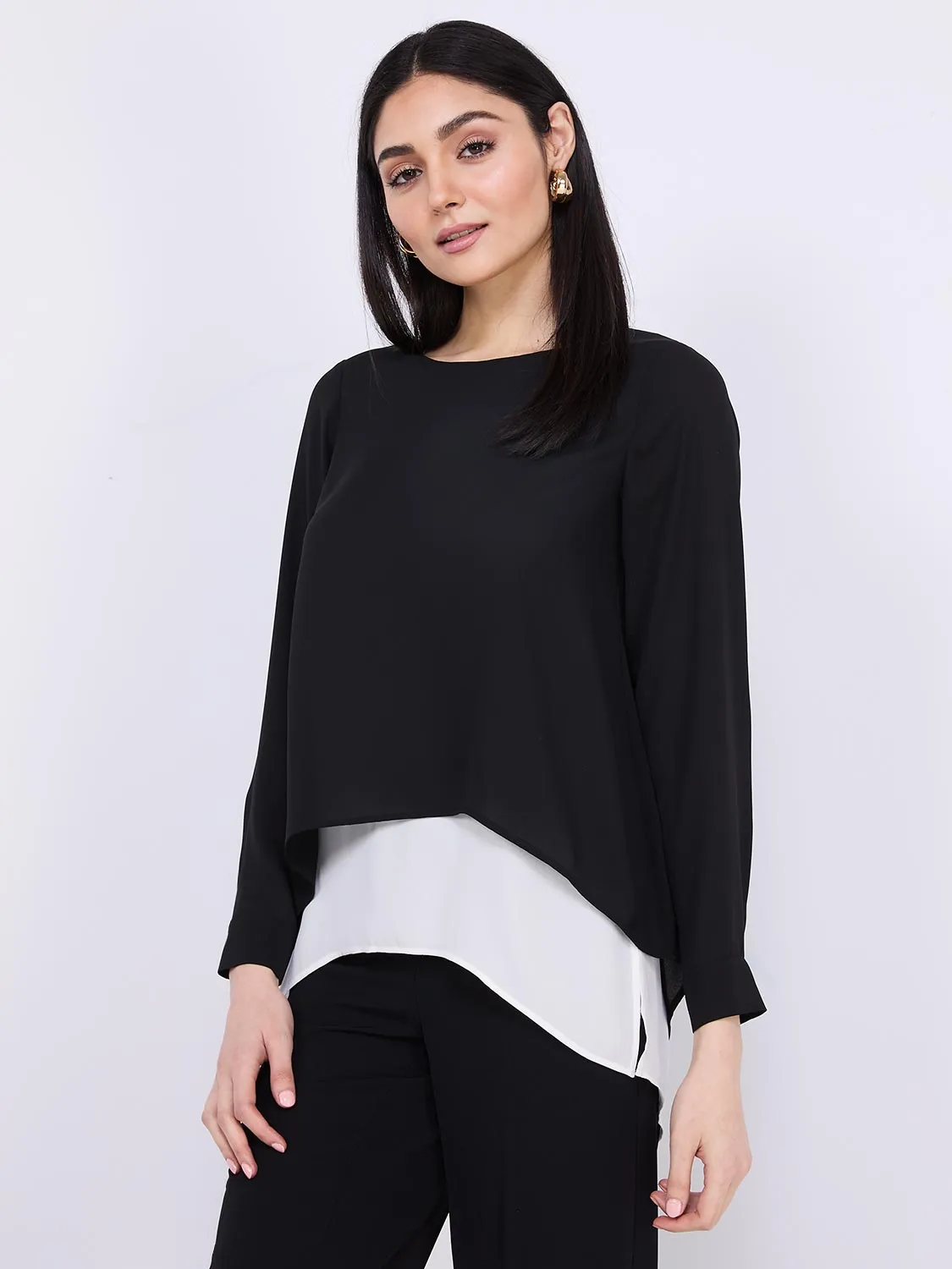 Colour Block Layered Tunic Top