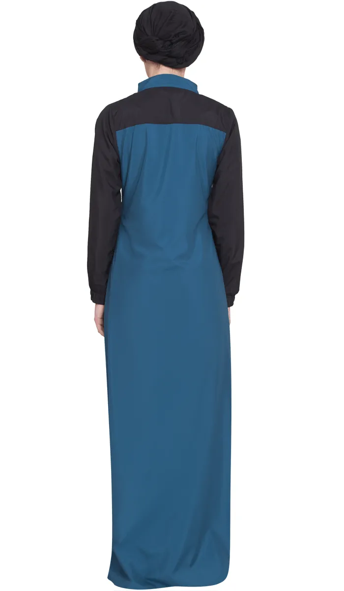 Elian Long Modest Sport Maxi Dress - Blue/Black - FINAL SALE