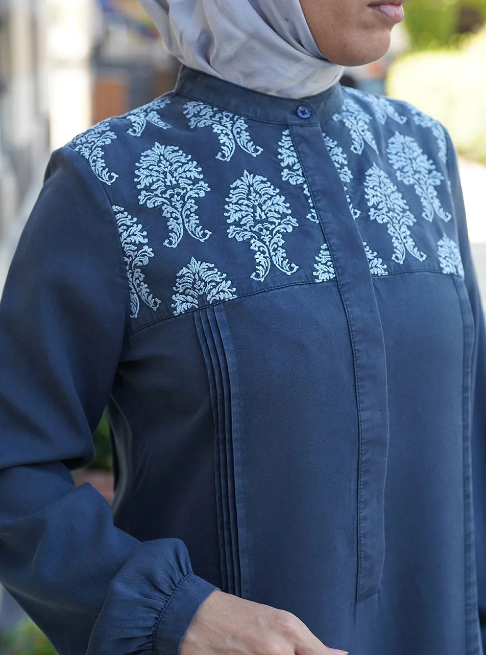 Embroidered Tunic with Pleats