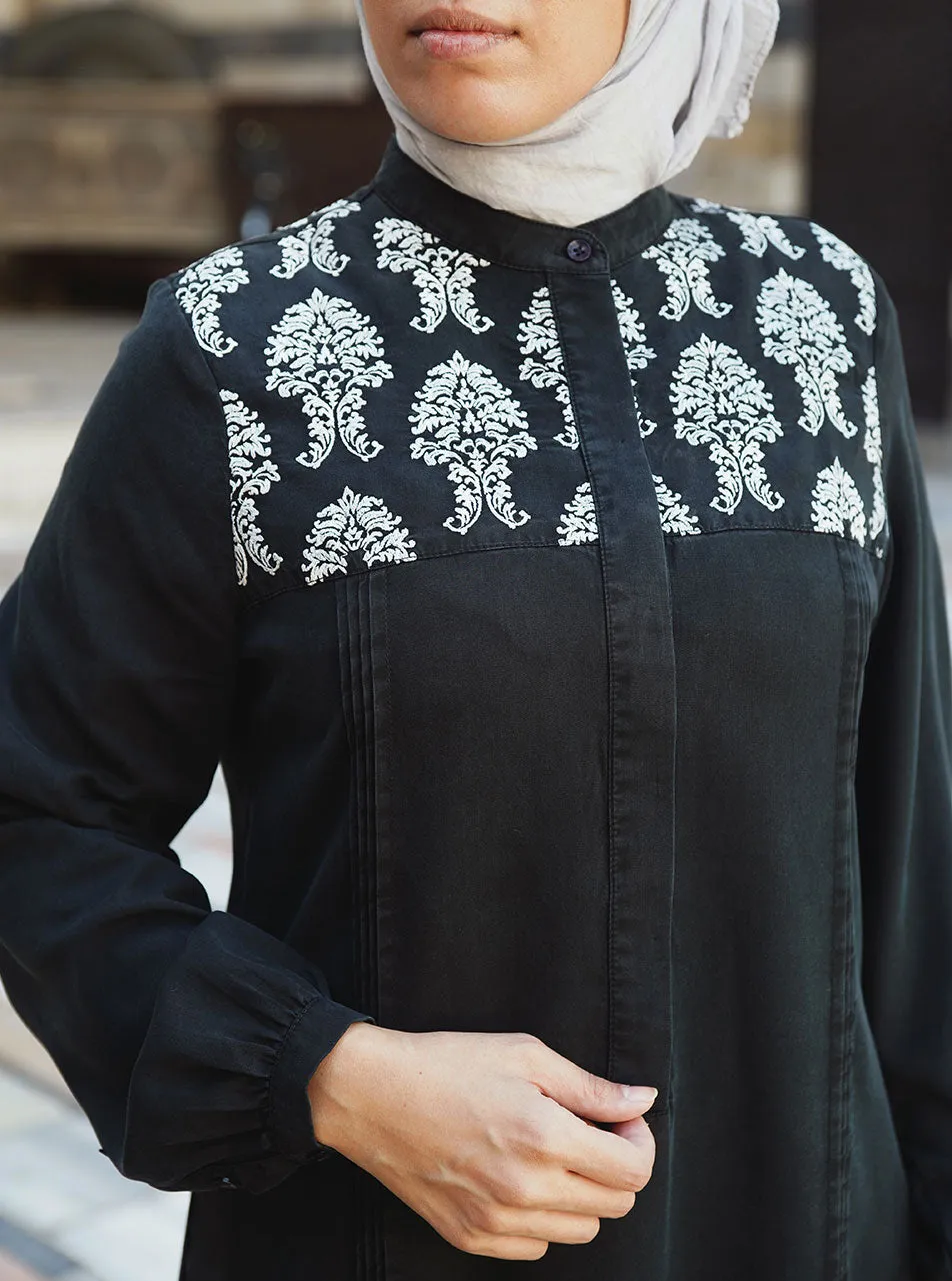 Embroidered Tunic with Pleats