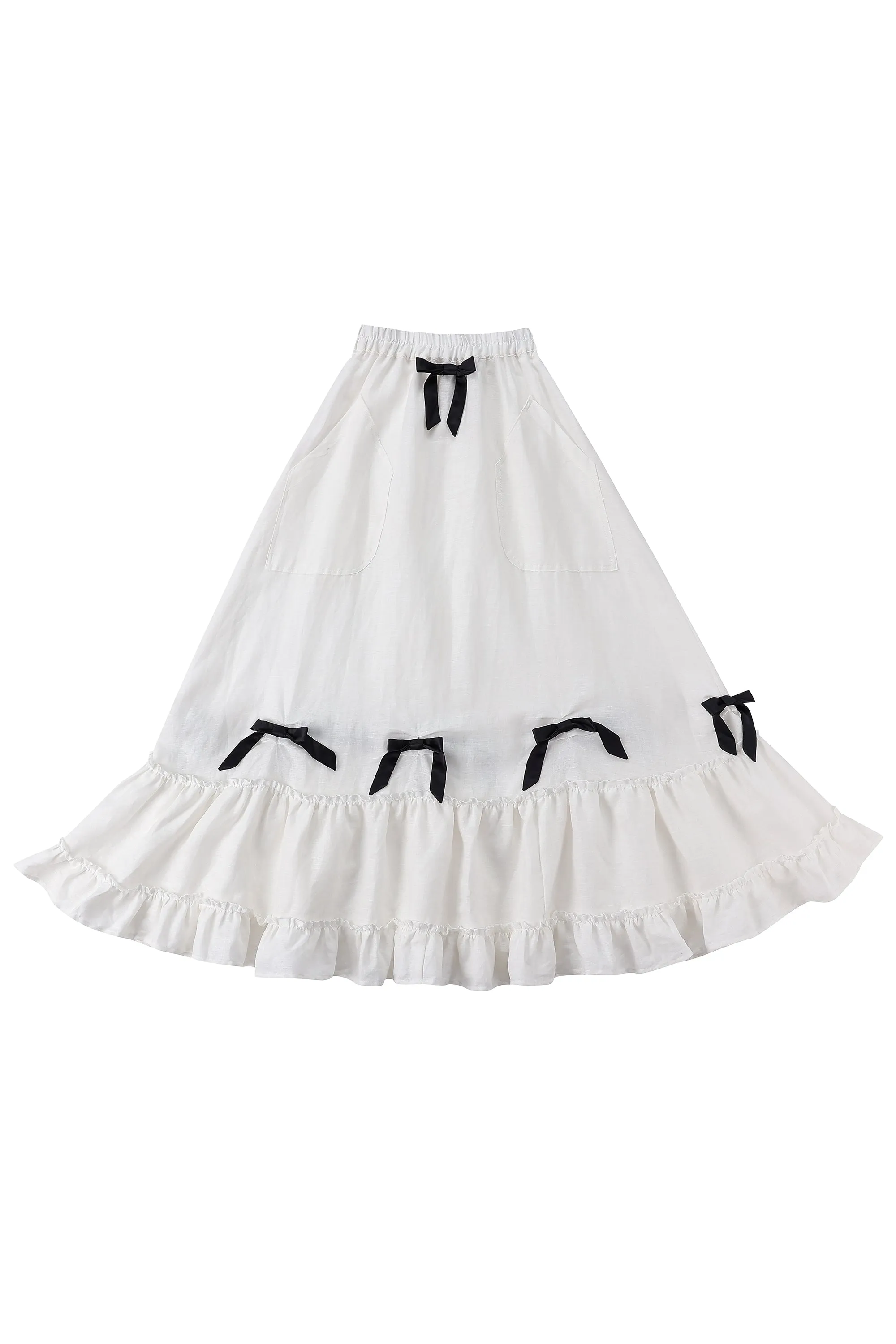 Fancy Lady White Linen Petticoat Bows Skirt