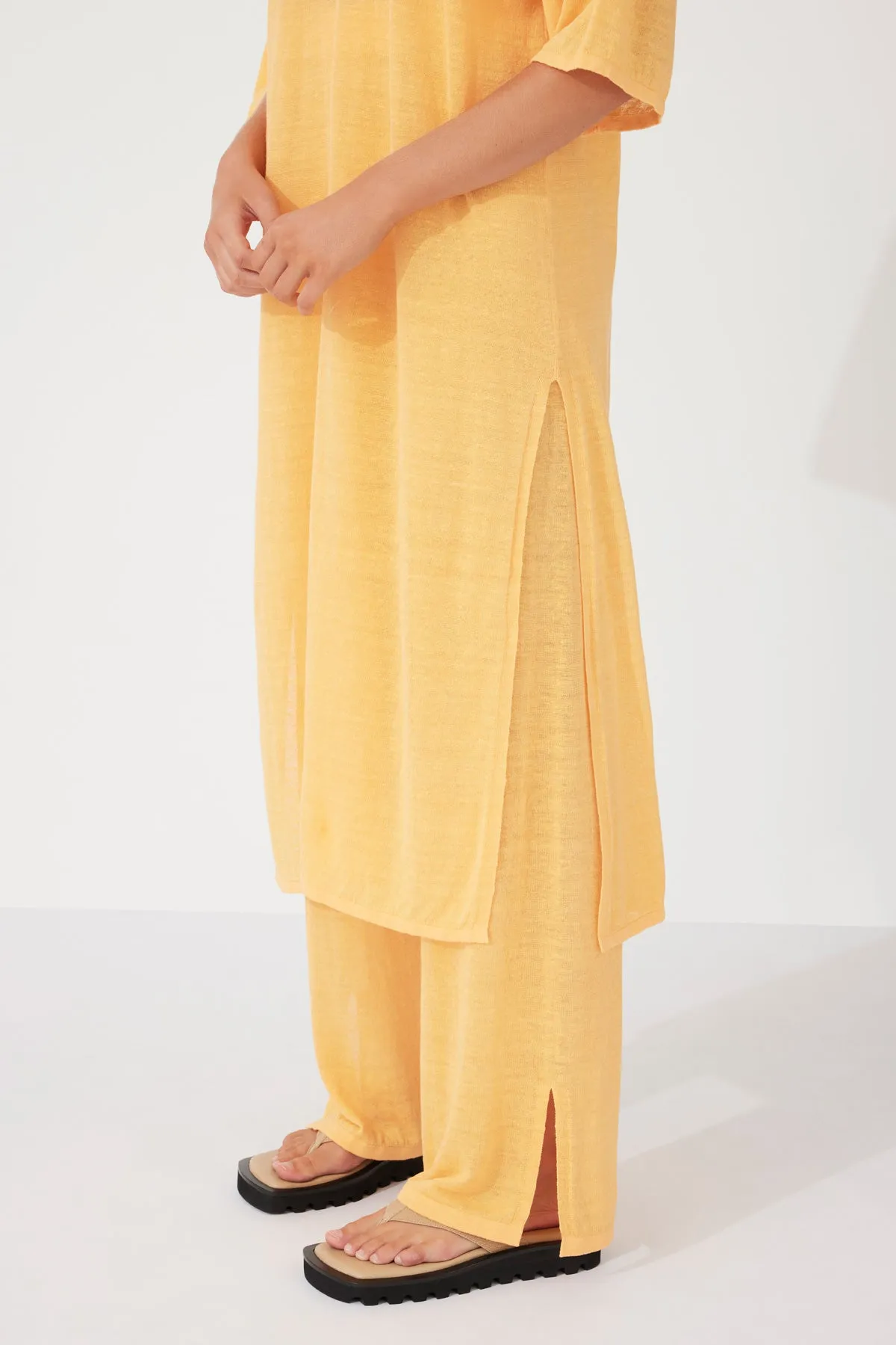 Golden Organic Linen Blend Knit Dress