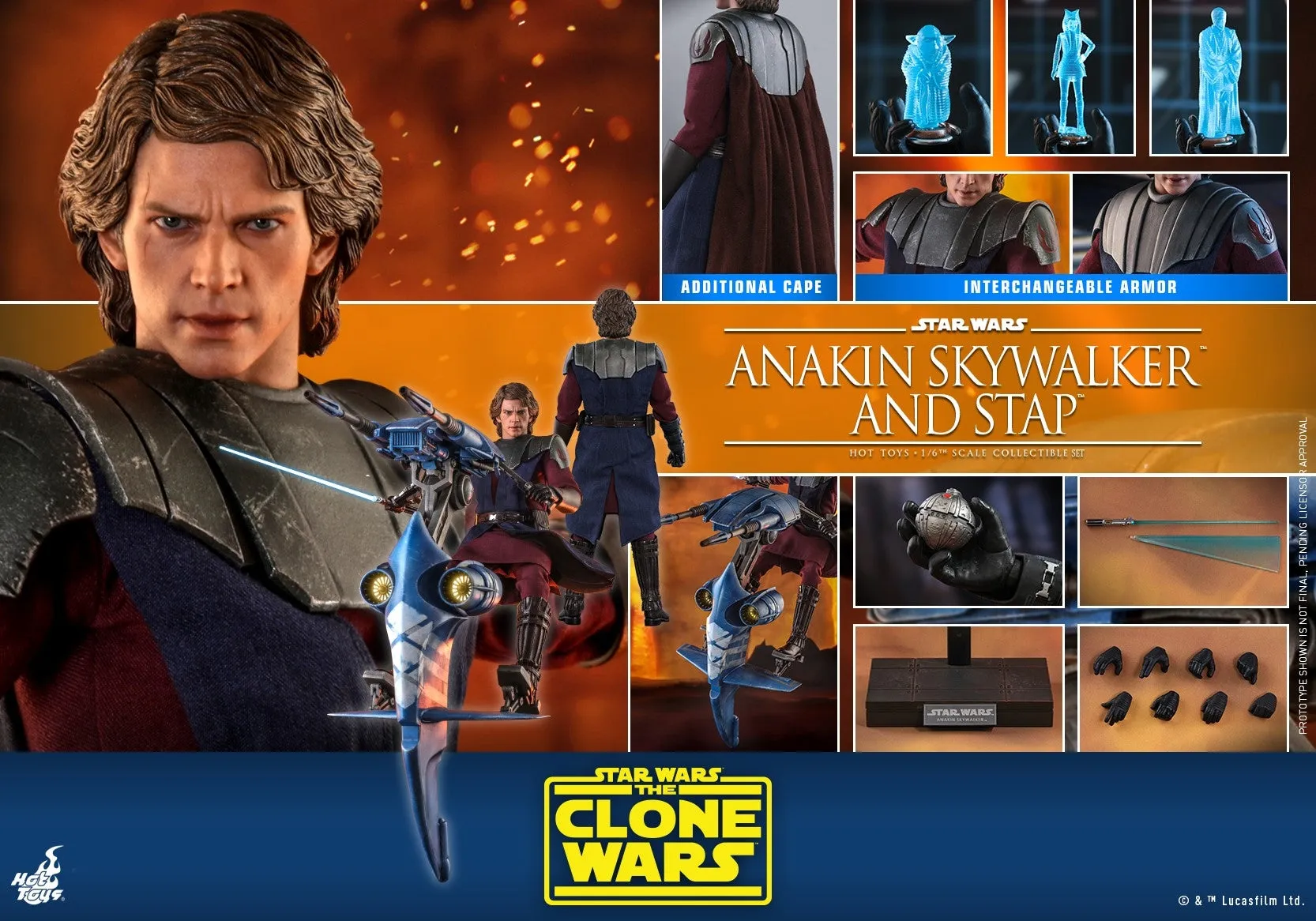 Hot Toys - TMS020 - Star Wars: The Clone Wars - 1/6th scale Anakin Skywalker and STAP Collectible Set