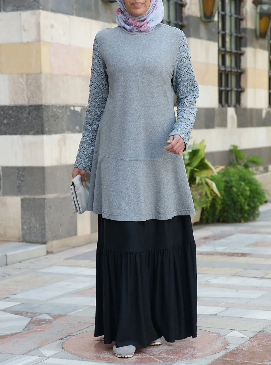 Lace Sleeves Jersey Tunic