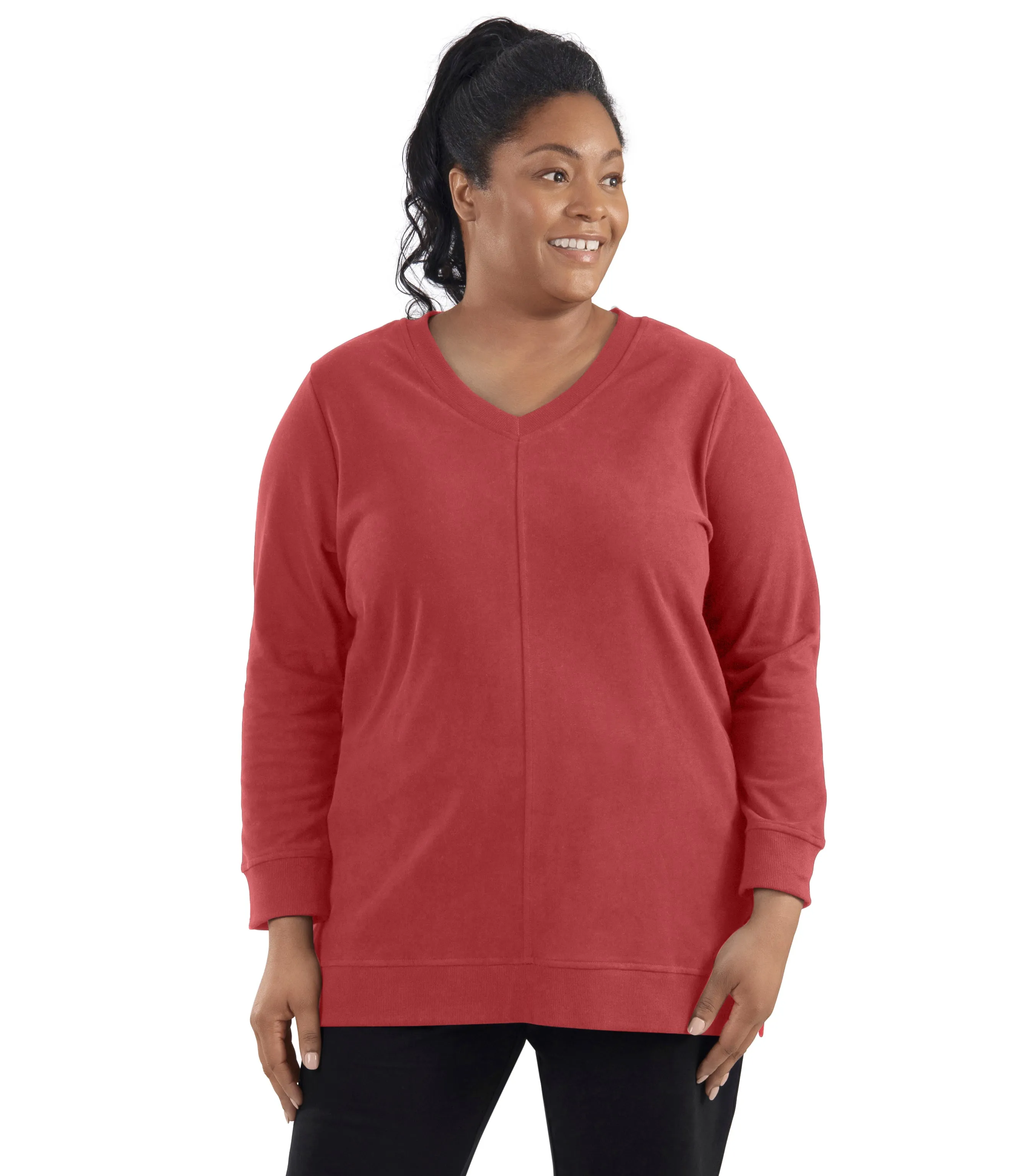 Legacy Cotton Casual V-neck Long Sleeve Tunic Classic Colors