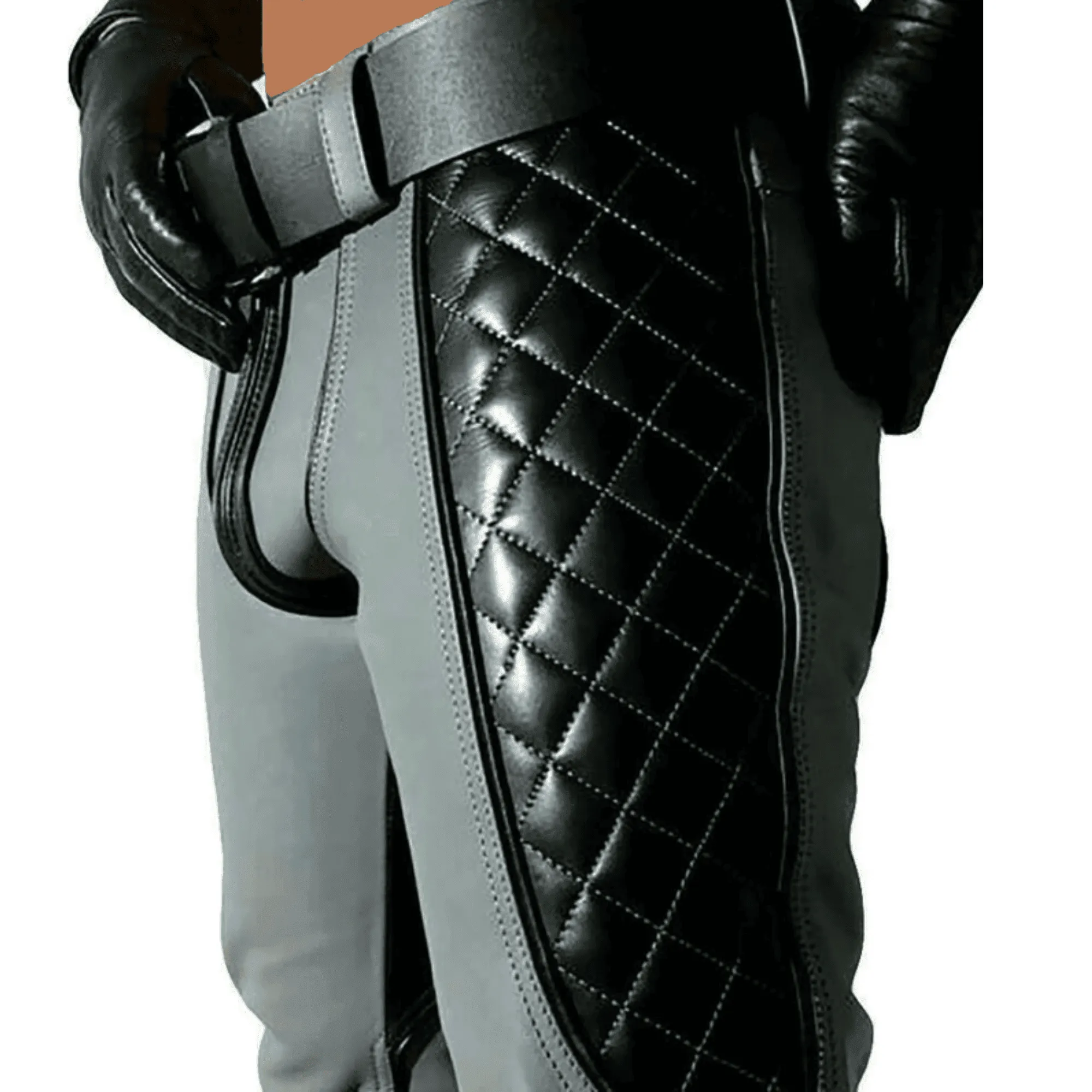 Mens Grey Leather Pants