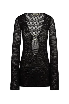 Montego Mini Dress - Black Lace Crochet