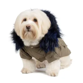 Pet Fur Collar Military Coat | Faux Fur Warm Dog Coat