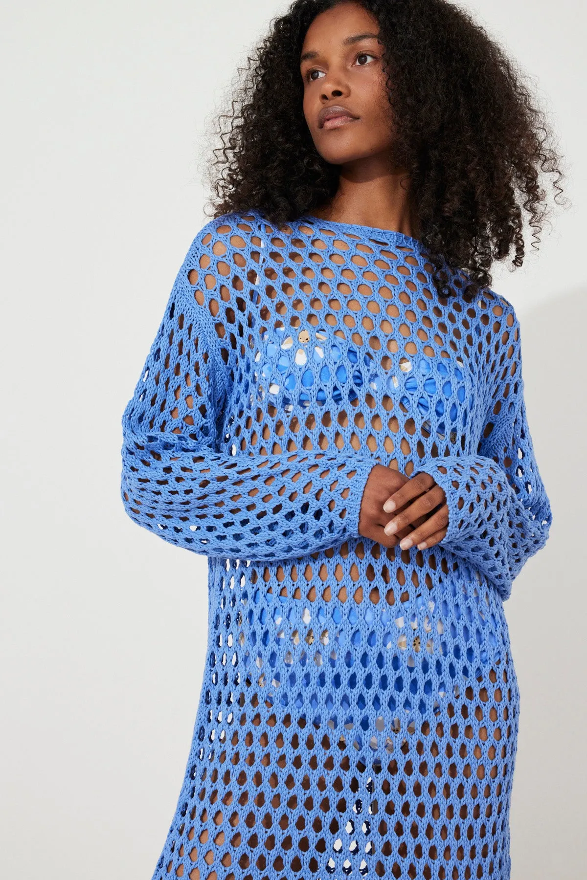 Sky Crochet Knit Dress