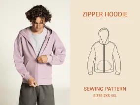 Zipper Hoodie Sewing Pattern-Unisex